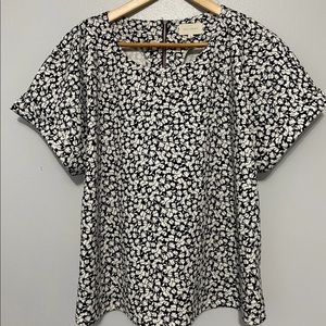 Blue and White Floral Top